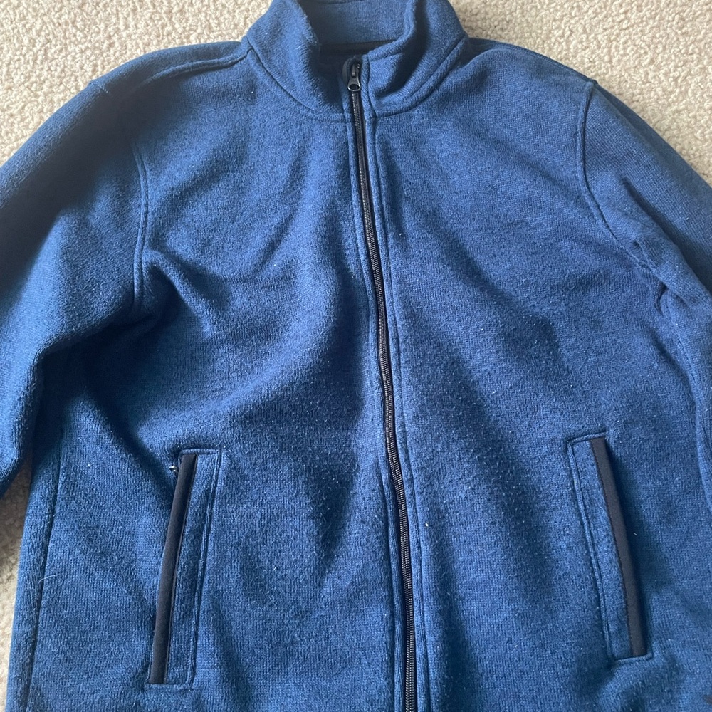 American Eagle Outfitters Men's Deep Blue Zip-Up Sweater